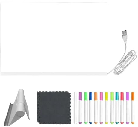 Tavolo da disegno a LED - Blocco da disegno illuminato da 20x30 cm, comoda opzione energetica | Lavagne magiche Art Doodle con facilità, lavagna per appunti a LED per forniture artistiche per ragazzi,