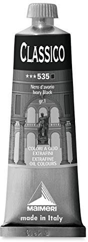 MAIMERI CLASSICO 60 ml, Extra feine Künstlerölfarbe, Farbton Elfenbeinschwarz