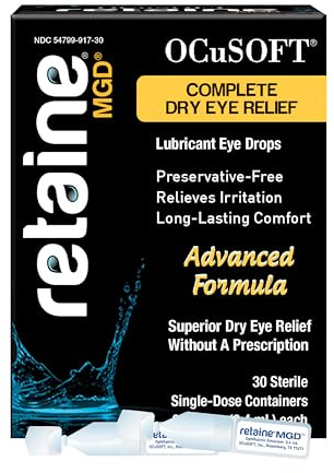 OCuSOFT Retaine MGD Ophthalmic Emulsion - Complete Dry Eye Relief - Soothes Red & Irritated Eyes - 30 Count Preservative-Free Single-Use Containers - 0.01 Fl Oz