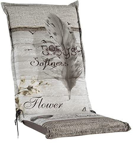 Sesselauflage Sitzpolster Gartenstuhlauflage für Hochlehner | B 50 cm x L 120 cm | Natur | Baumwolle