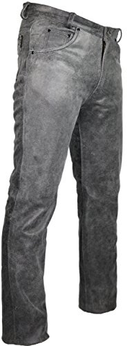 MDM Graue Herren Lederhose Lederjeans aus echtem Rindsleder (38)