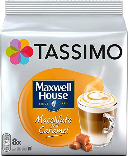 TASSIMO Maxwell House - Paquete de 10 cápsulas de vainas de café y caramelo de Macchiato, 80 bebidas