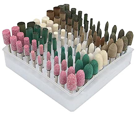 Luo ke 100 Pcs Assorted Shape Polishing Bits Buffing Wheel for Dremel Rotary Drill (Corundum Sand/Sesame/Cowhide/Rubber/Wool)…