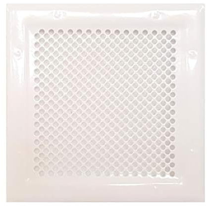 DEMLOU Rejilla de Ventilación Metálica Perforada Blanca 18 x 18 cm RAL 9016 – Acero Galvanizado, Difusor de Calor para Chimeneas y Convección.