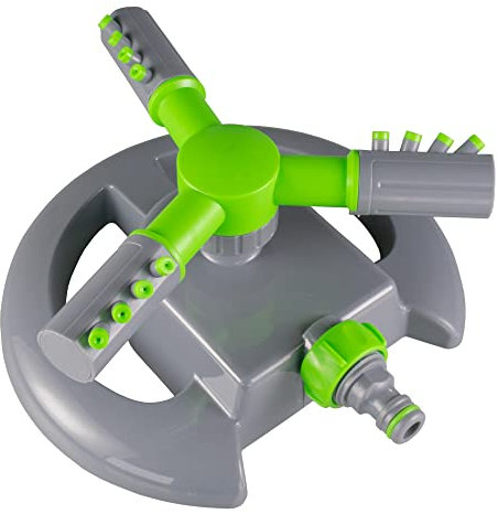 Garden Lawn Sprinkler, Automatic 3 Arm Rotating 360 Degree Irrigation System with Hozelock Compatible Quick Connect, Adjustable 12 Nozzle Rotary Plant Watering, Leak Free Design