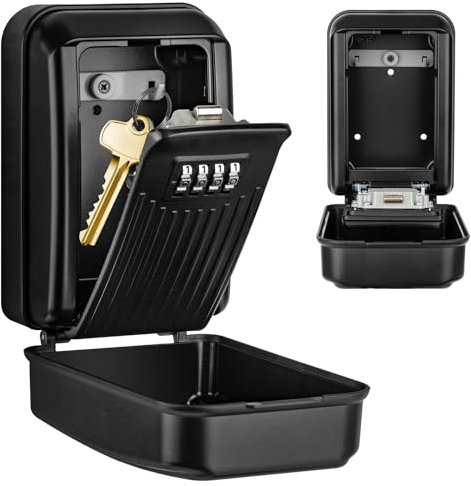 VOBUKE Key Safe Outdoor Waterproof Wall Mounted Security Large Key Lock Box Police Approved Keysafe with 4 Digit Resettable Combination Key Storage Box Zinc Alloy Key Cabinet for Home Garage School