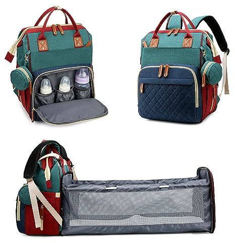 Fexkean Mochilas de Pañales para Bebé, Bolso cambiador para bebé con cambiador, Mochila bebé unisex gran capacidad, Impermeable con estilo-(Multicolor)
