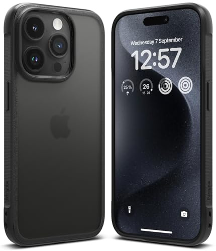 Ringke Fusion Bold [Vergilbungsfrei] Kompatibel mit iPhone 15 Pro Max Hülle, Anti-Fingerabdruck Fester Griff Rutschfester Rahmen Stoßfeste TPU Bumper Mattierte Harte Rückseite Handyhülle - Matte Black