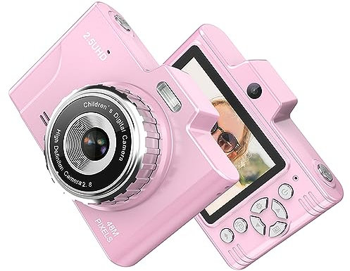 Andoer Digitalkamera,1080P 48MP Fotokamera Kompaktkamera Tragbare 2,8 Zoll Vlogging Kamera mit 8X Digitalzoom, Geschenk für Jungen, Mädchen, Kinder, Erwachsene, Teenager, Studenten, Rosa