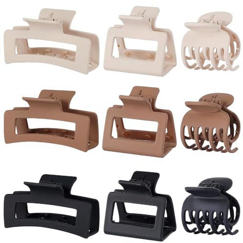 9 Stück Haarklammer Klauen Haarspangen,3 Stil Rutschfeste Haarklammern Matte Haarschmuck Haarstyling-Zubehör für Damen,Frauen,Mädchen für Dünnes Dickes Kleine Haar (Stil 1)