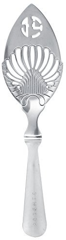 Eatbuy Absinthe Spoon,304 Stainless Steel Cocktail Bar Utensils Bitter Scoop Glass Cup Drinking Filter Unique Design wood Spoon, Tea Coffee Stirring Slotted Spoon, M, Silver