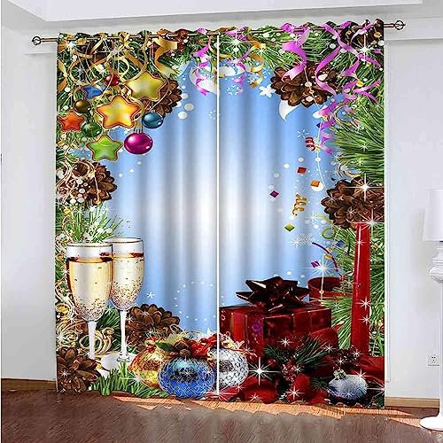 Verdunklungsvorhänge Kinderzimmer Fruchtweinglas Blumen 2 Stück Vorhang Blickdicht Ösenschal Kindergardinen Junge Verdunklungsgardine Größe: 2 X 2 X 85 X 200 Cm - Rauschunterdrückung Wärmed -3C5M2J3F8