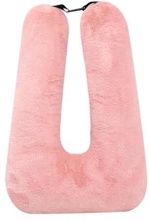NONDK Oreiller de voyage, oreiller de voyage pour enfants, oreiller multifonction en forme de U pour voiture, support pour siège pour tête et corps (Rose)