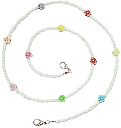 COSMEVIVI Catena per Occhiali e Mascherina Perline Bianche, Design a Clip Facile da Rimuovere, Accessorio Moda la Vita Quotidiana