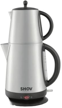 Shov elektrischer Edelstahl Tee- und Wasserkocher Vol: 1,7L, TeeVol: 1L mit Warmhaltefunktion, Dual-Heizelement, Auto-Abschaltung, Trockengehschutz, Wasserstandsanzeige und Kabelstaufach