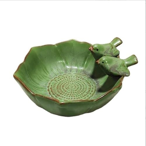 Ceramic Bird Bath Feeder Bowl, Decorative Garden, Frost Resistant, Attracts Birds, Bees, Wild Birds, for Garden Decor with Stones, Flowers