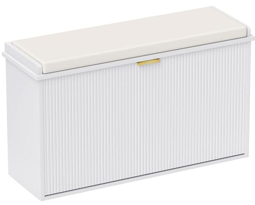 HOMCOM Shoe Bench with Padded Seat Cushion and Flip-Drawer, Shoe Cabinet Holds up to 120kg for Hallway, Entryway and Porch, 80x26x47.5cm, White