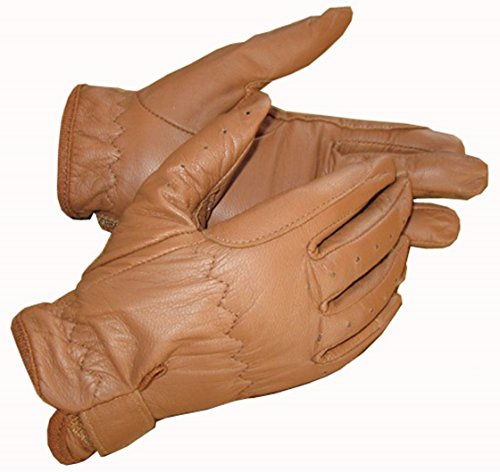 Ryda Ladies Real Leather Horse Riding Gloves White Black Brown Tan (Tan, Large)