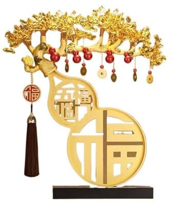 Borddekoration Bordsskiva citrin förmögenhetsträd, kontorskalebass ädelstensträdprydnader, Feng Shui-dekorationer i vardagsrummet Tur