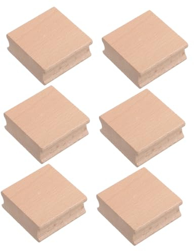 Angoily Blocchi di Legno Artigianali 6 Pezzi 50x50x20 Mm per Timbri Quadrati in Legno Naturali per Progetti di Stampa a Blocchi e Artigianato Creativo Fai da Te