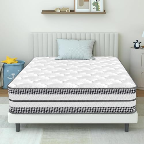 Colchón 90x200 Muelles Ensacados, Colchón Viscoelástico, Altura 23 cm, Certificado Oeko-Tex, 9 Zonas Ergonómico, Firmeza Media H3, Transpirable, Hipoalergénico, Antiácaros, Entrega en Caja Compacta