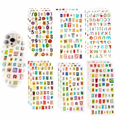 972 pegatinas vintage con letras pequeñas, pegatinas de letras vintage, pegatinas de números, autoadhesivas, letras adhesivas para álbumes de recortes, portátiles, álbumes de fotos