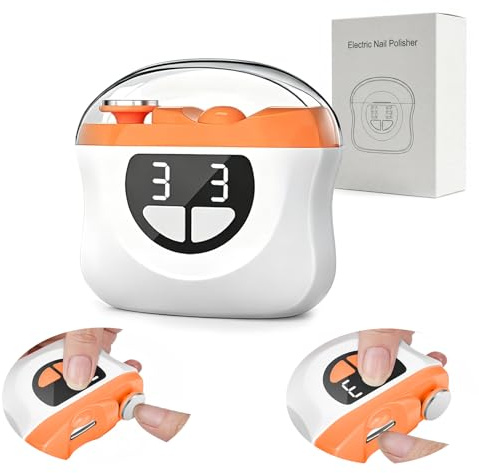 Tagliaunghie Elettrico Tagliaunghie per Piedi, 3 in 1 Tagliaunghie Automatico con LED, Tagliaunghie Elettrico Portatile per Unghie con 3 Velocità, Nessun Rumore, per Neonati, Adulti, Anziani-Orange