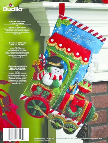 Bucilla Candy Express Christmas Stocking Felt Applique Kit, 86147 18-Inch, (418717)
