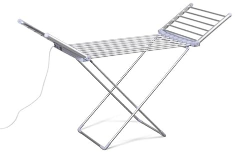 Electric Heated Clothes Dryer Rack,Wing Folding Energy-Efficient Laundry Drying Rack,50Hz/230W Airer Clothes Horse 18 Rails Indoor Heated Laundry Stable Clothes Airer,Metal Wet Laundry Drying Rack
