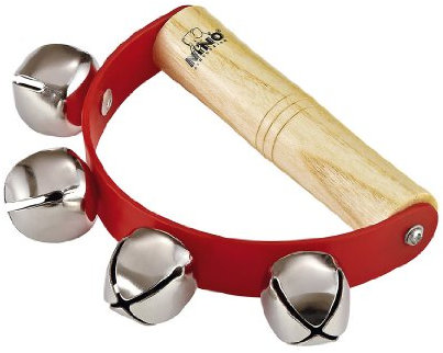 Nino Percussion Sleigh Bell Instrument - Schlittenglocken Musikinstrument für Kinder ab 3 Jahren - Holz, Natur (NINO962)