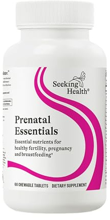 Seeking Health Prenatal Essentials Chewable - Prenatal Support Supplement with Riboflavin - Formula Supports Immune Health & Methylation - B12 Supplement to Support Genetic Development - 60 Tablets