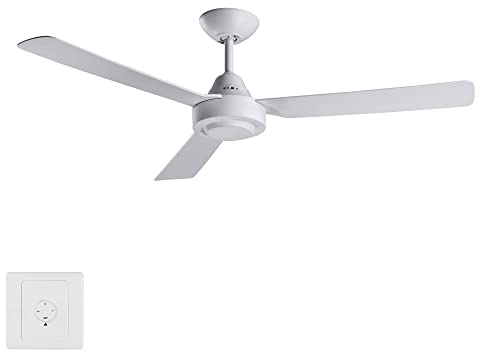 Bayside Deckenventilator Calypso, Ventilator mit 3 Flügeln Ø 122 cm, inkl. Wandsteuerung, Deckenlüfter für Innen und Außen