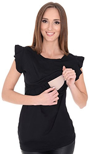 MijaCulture Flirty 2in1 Stillshirt & Umstandsshirt Emily 7139 (EU40 / L, Schwarz)