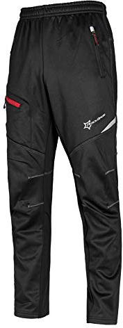 ROCK BROS Cycling Pants for Men Windproof Thermal Fleece Winter Athletic Bike Pants Cold Weather for Running Hiking Black