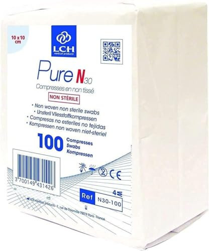 Set di 10 Confezioni da 100 Garze Non Tessute Non Sterili (10 x 10 cm) – Ipoallergeniche, Ultra-assorbenti – Uso Medico e Domestico – Le Pro du Médical