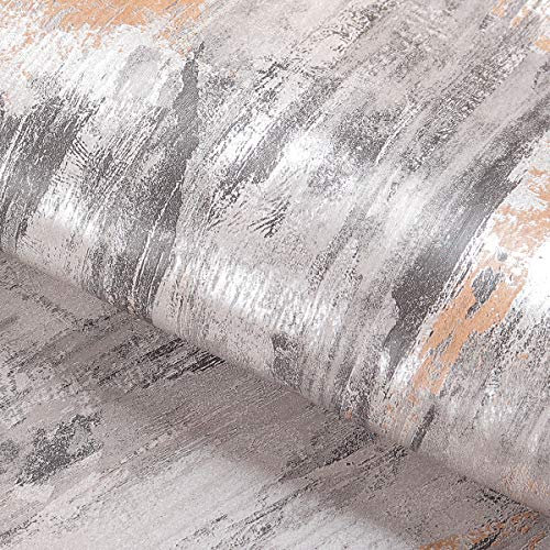 Livelynine Klebefolie Muster Vintage Selbstklebende Tapete Grau Glitzer Tapeten Wohnzimmer Badezimmer Schlafzimmer Modern Möbel Industrial Tapete Betonoptik Silber Folie Kleben Abwaschbare 40CMx2M