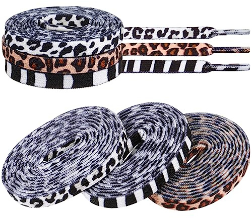 VALICLUD 3 Pares Cordones Planos Estampado Animal Para Zapatillas Y Zapatos Casual 47.2 Pulgadas Cordones Elásticos Para Personalizar Y Renovar Calzado Diario