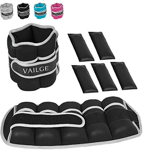 Vailge Gewichtsmanschette Fußgelenk Verstellbares Handgelenkgewichte Armgewichte 0.5KG-3KG, Gewichte für Beine für Damen Mann für Fitness Bewegung Laufen Joggen Gymnastik(Schwarz, 3KG)