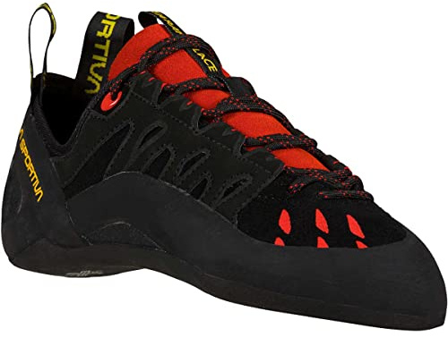 LA Sportiva Tarantulace, Scarpe da Arrampicata Uomo, Black/Poppy, 40,5 EU