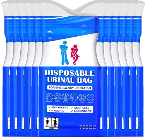 Einweg-Urinbeutel, tragbarer Urinbeutel, tragbare Toilette für Erwachsene, Unisex-Urinbeutel für Männer, Frauen, Kinder, Notfall-Urinbeutel für Auto, Stau, Camping, Reisen (Blau, 12)