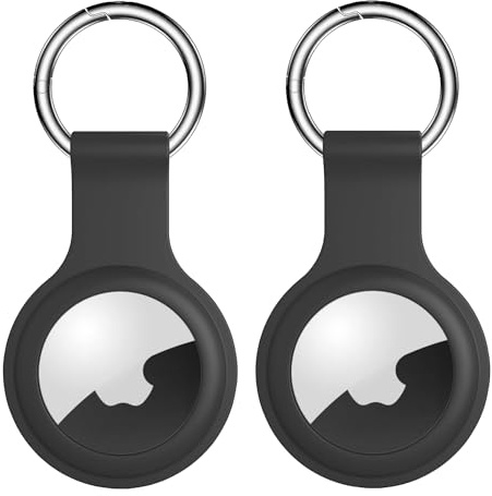 Nyckelring Apple AirTag 1 & 2 - Silikon Hållare Skyddande fodral (2 styck) | 2-pack Nyckelring med Skyddsfodral för Apple AirTag 1 & 2 - Silikonfästesfodral - Vattenavvisande