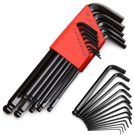 Jeu de 13 clé Allen avec tête sphérique – Outil de précision pour les artisans – Jeu de clés Allen de 1,27 mm à 10 mm – Jeu de clés coudées de qualité supérieure pour réparations et montage