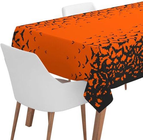 OH YEAH - Rollo Mantel Halloween Murciélagos - 1,20 x 5 Metros - Color Naranja y Negro - Rollo Papel Fiesta Temática - Decoración Vajilla Celebración - Accesoria Mesa Evento Terror - Rollo Mantel