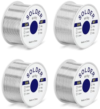 YSWOVUO Lötzinn, 4 Stück Lötzinn mit Llussmittel 50 g, Lötdraht 0,6mm/0,8mm/0,8mm/1,0mm, Solder Wire für die Reparatur und den Heimwerker von Elektronischen Elektrischen Lötkomponenten