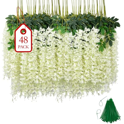 BIRDDIE 48 Pcs Blanco Plantas Artificiales Decorativas