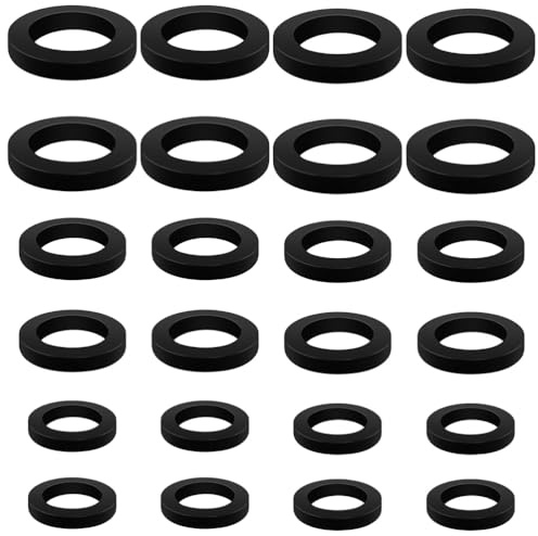 24 bagues de tuyau en caoutchouc bague d'étanchéité robinet joint torique rondelle de tuyau de douche en caoutchouc, trois tailles différentes, noir