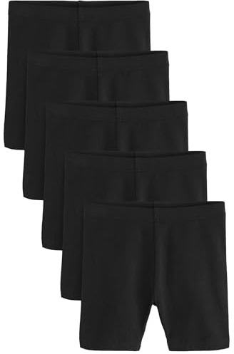 NEXT Niñas Pack de 5 Pantalones Cortos de Ciclismo elásticos y Ricos en algodón de Largo estándar Negro 10 Años