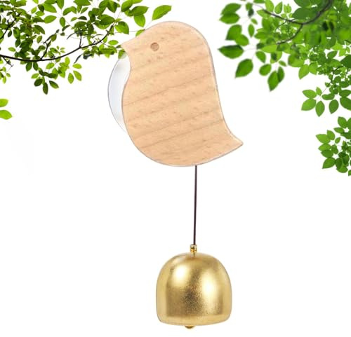 Campanello a ventosa per porta da 2,8 cm, per aprire la porta, promemoria per ingresso, campanello in legno da appendere con autoadesivo per aprire porte aziendali quando si entra nella decorazione,