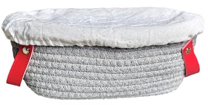 Cesta para fermentación de | Cesta de pan con tela de algodón | Contenedor para suministros de cocina, cuenco de cuerda de algodón para almacenamiento, exhibición de mesa, servicio de picnic y