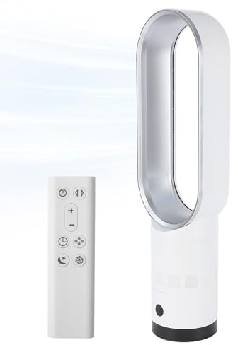 UOEONR Ventilateur sans rotor, avec télécommande, écran LED, 10 vitesses, ventilateur tour très silencieux, 6 modes, oscillation automatique à 90°, réglable vers le haut et vers le bas, minuterie